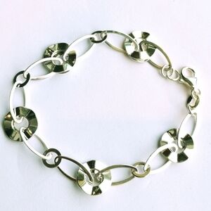 Sterling silver link disc bracelet paperclip link